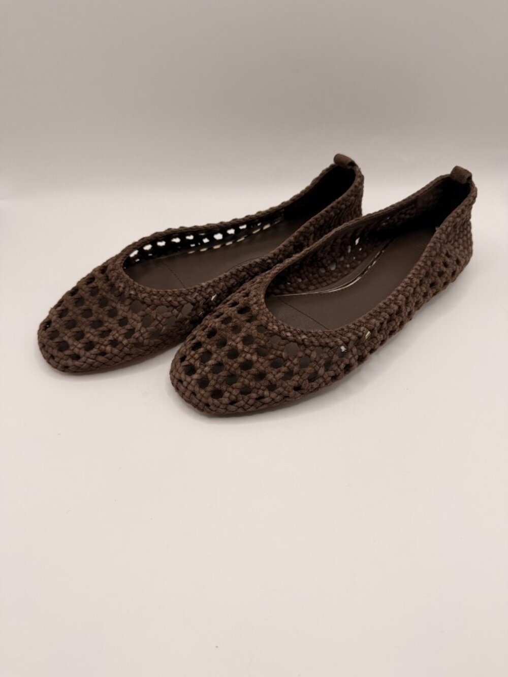 PAIGE Women's Juliette Brown Knit Leather Flats Sz 9.5